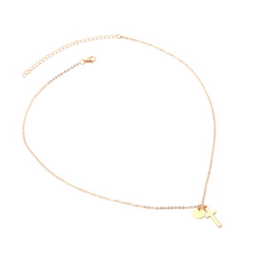 Einfache Kreuz-runde Legierungs-hängende Ketten-Halskette-Frauen-Schmuck-Geschenk