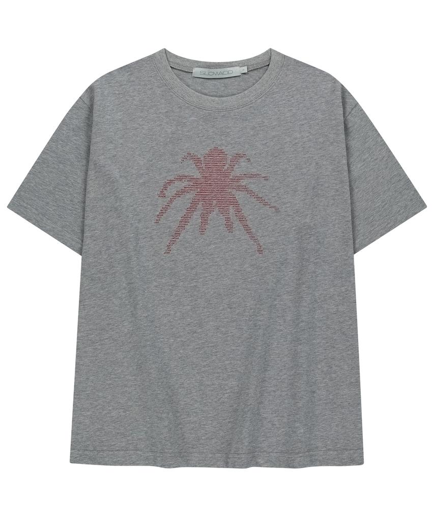 SLOWACID Ascii Spider Short Sleeve T-Shirt [Melange Grey]