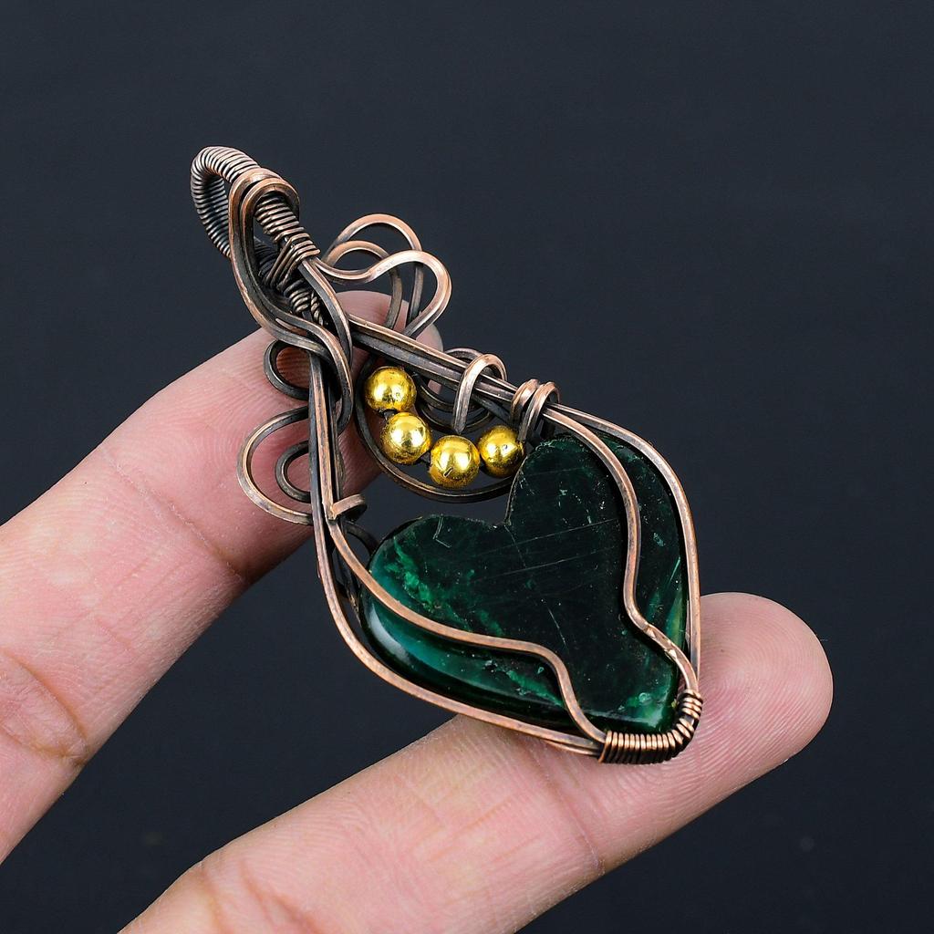 Green Flash Labradorite Gemstone Pure Copper Wire Wrapped Handmade Pendant Jewelry For Gift