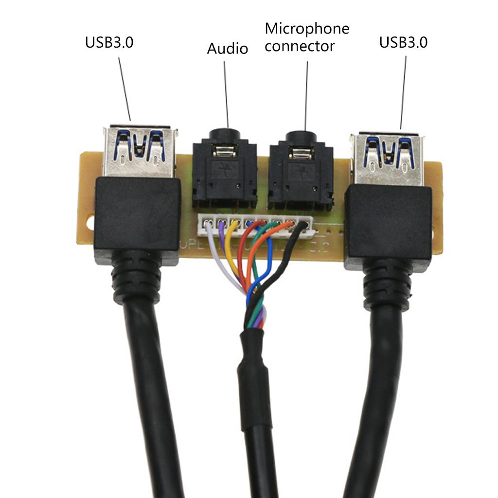Front Panel USB3.0+ USB3.0+High Definition Audio Jack Port I/O Board + Internal Wire Audio Video Cable for Computer for