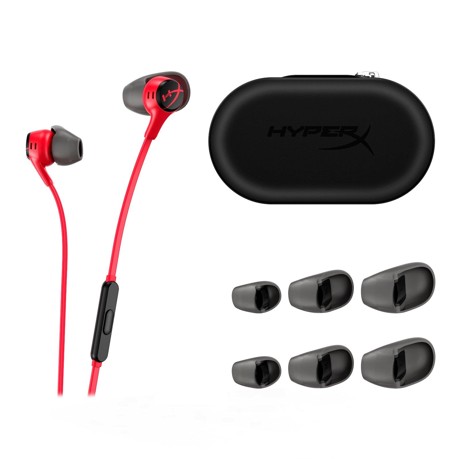 HyperX Cloud Earbuds II Rot Gamer In-Ear-Kopfhörer mit Mikrofon Kabel 3,5mm für Handy Switch PC rot