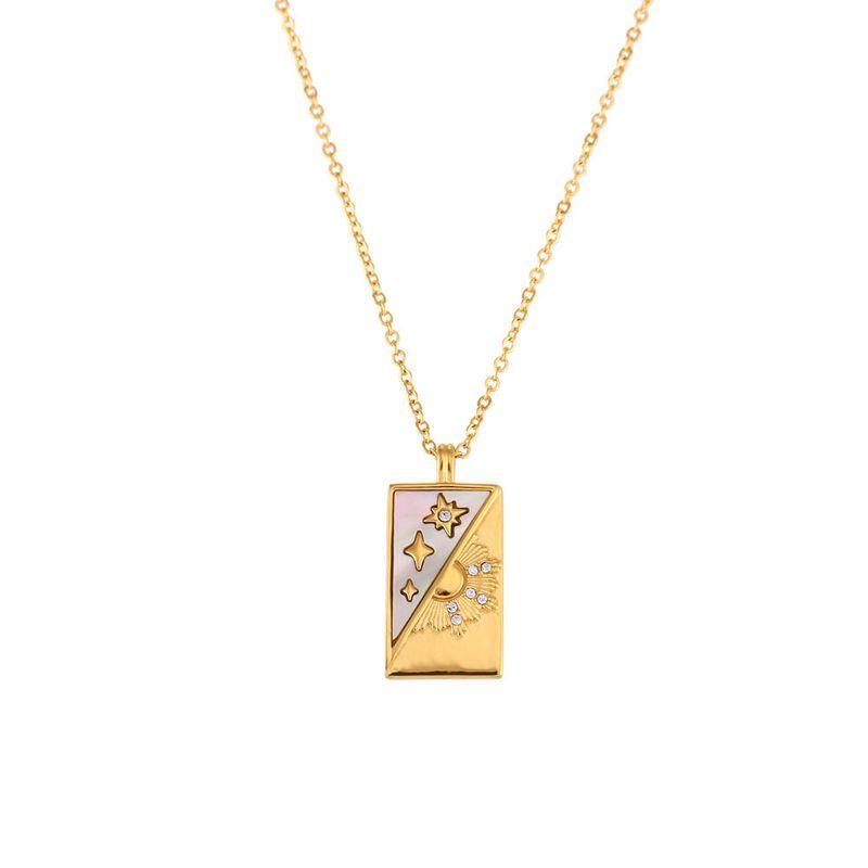 

Mid-Ancient Relief Constellation Square Pendant Golden Women s Ornament White Diagonal Shell Sun Star