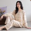 Pure cotton confinement clothes for women, spring and autumn pregnant women, long-sleeved pajamas, postpartum pregnant women, breastfeeding belt,