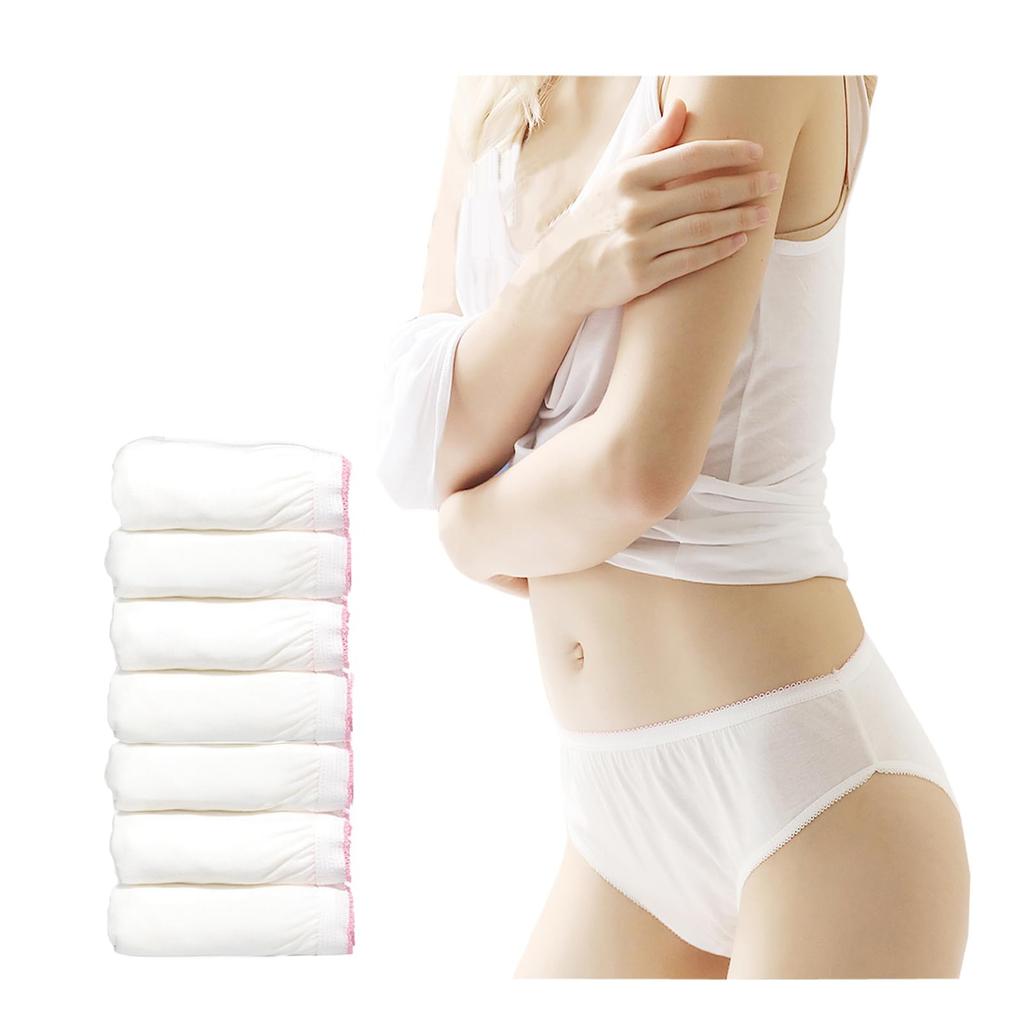 Zhuolan Disposable Panties and Shorts Cotton Individually Great for Disaster and Business Trips 7-Piece Set, Women's Underwear, 100% Cotton, Wrapped,