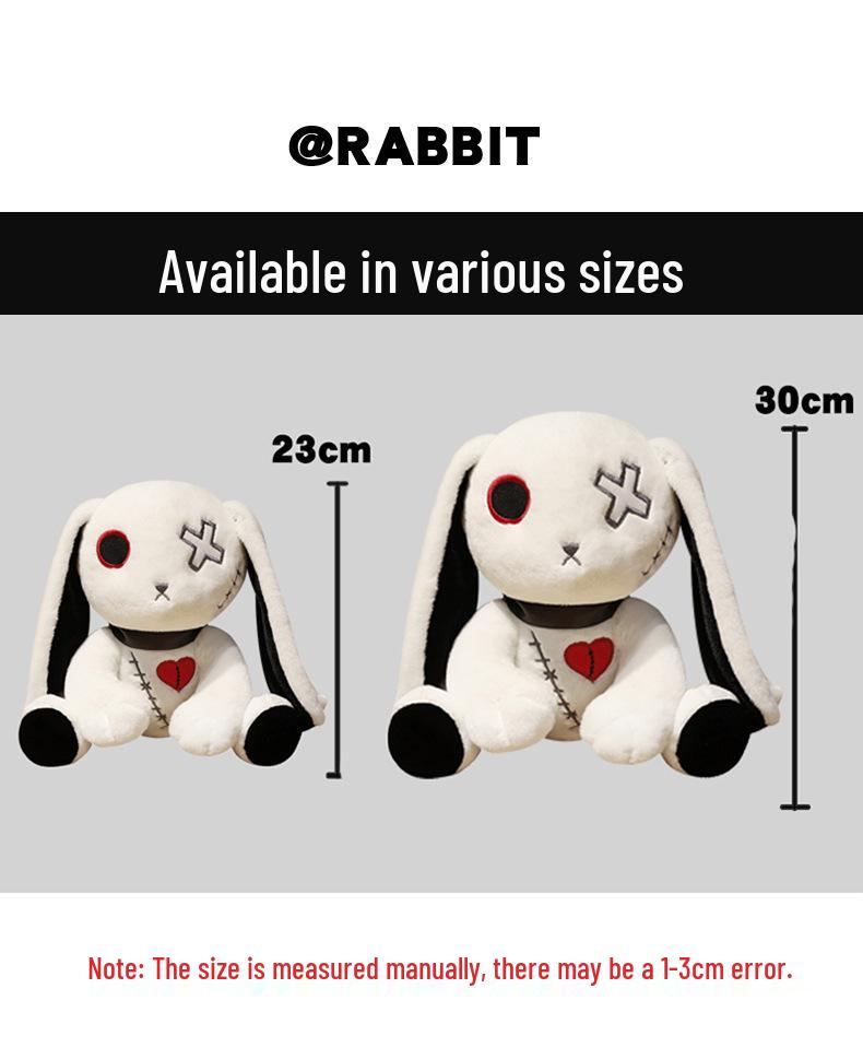 Dark Cartoon Style Reborn Rabbit Plush Pillow - Halloween/Birthday Gift Toy