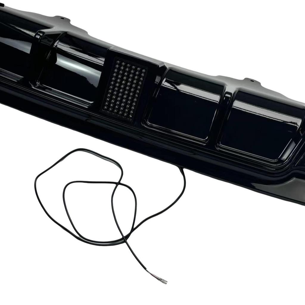 BMW E60 5 Series Rear Lip Diffuser: Gloss Black, Dual Exhaust, with Lights