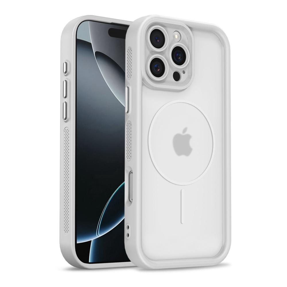 KEYSION Przezroczyste Matowe Magnetyczne Etui MagSafe do iPhone 15 16 Pro Max 16 Plus Silikon+PC Pogrubiona Ramka Odporne na Wstrząsy Pokrowiec na Telefon