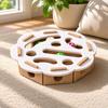Felt Cat Toy Box Cutout Openings Maze Interactive Ball Batting Square Green Brown with 1