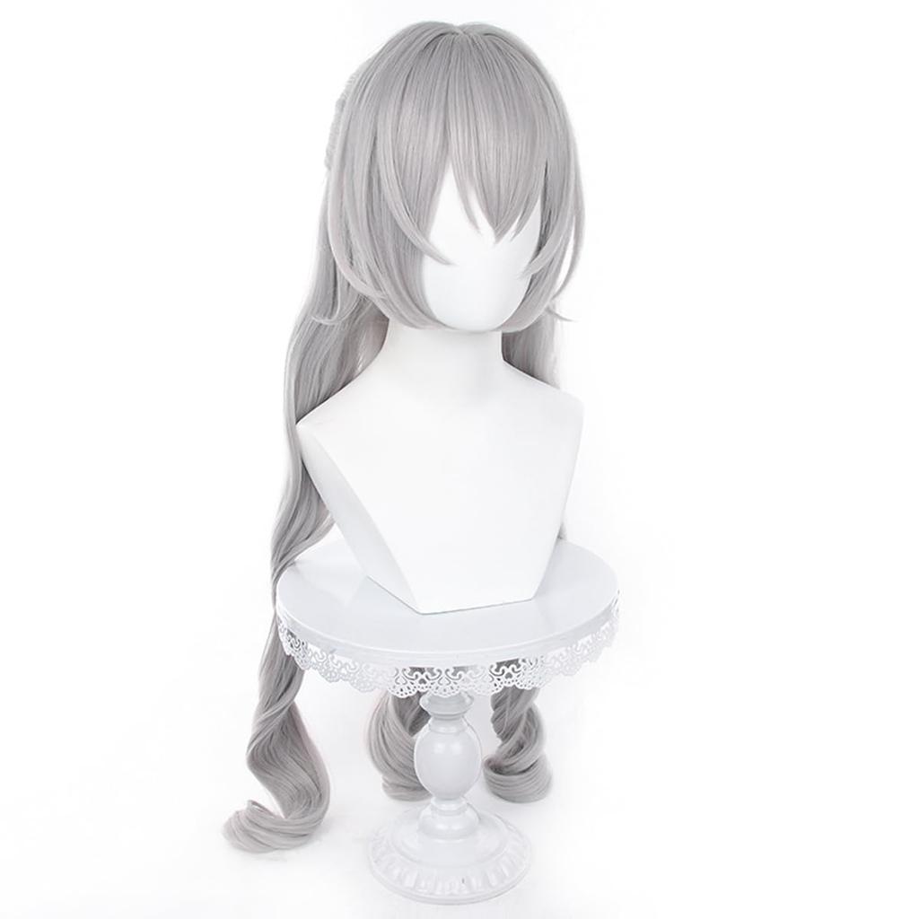 Bronya Cosplay Perücke, Grau, Lang, Hitzebeständig, Perfekt für Schulfeste, Kulturelle Feste, Reiseausstellungen und Fotoshootings, Halloween, und