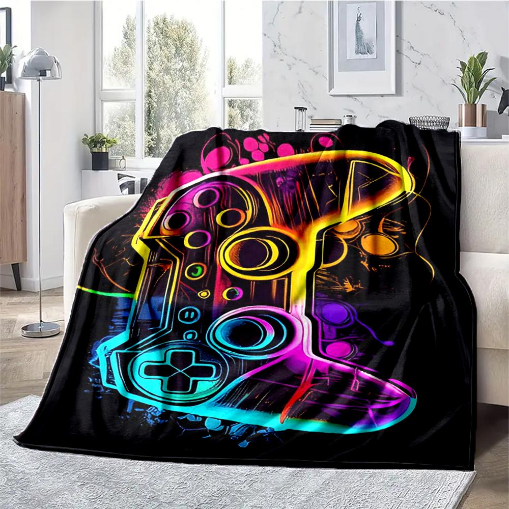 Game Controller Theme Printed Blanket - Perfect for Couch, Bed, Travel & Outdoor Use | Machine Washable, Cozy & Durable.