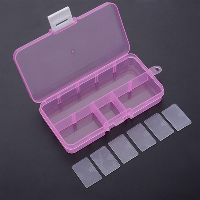 Plastic 10 Slots Adjustable Jewelry Storage Box Case Craft Organizer Beads
