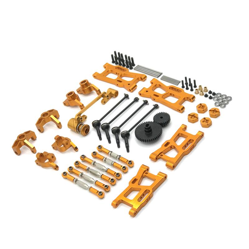 For WLtoys 124016 124017 -18 124019 144001144010 RC Car Parts Metal Upgrade Kit Drive Shaft Pull Rod Swing Arm Steering Cup Gear