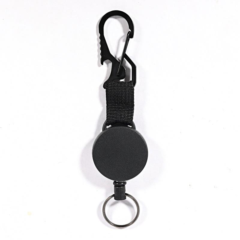 Multi-Functional Retractable Keychain Carabiner with Stainless Steel Wire Rope - Easy-Pull, Anti-Lost, Anti-Theft Fishing Buckle.