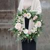 Artificial Rose Flower Wreath 19.69" Spring Wreath for Outdoor Front Door Indoor Weddings Window or Wall Décors Gifts