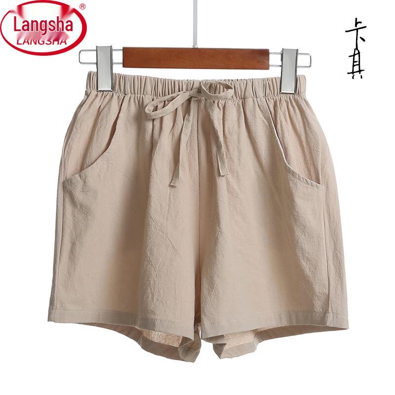 Women s Casual Cotton-Linen Blend Shorts L хаки