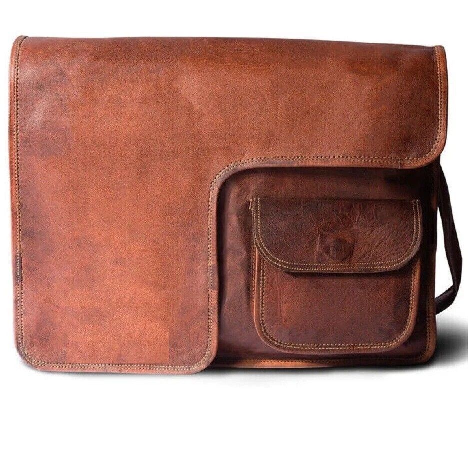 Vintage Leather Bag Men's Messenger Shoulder Laptop Briefcase