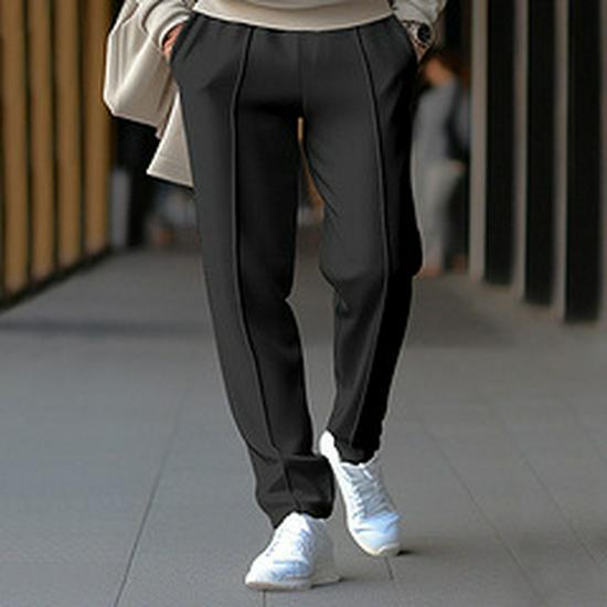 2024 Men's Waffle Casual Pants: Trendy Toothpick Stripe, Comfortable Straight-Fit for Spring & Autumn