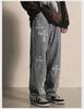 Men's Retro Cross-Embroidered Straight Jeans - Hip Hop Style
