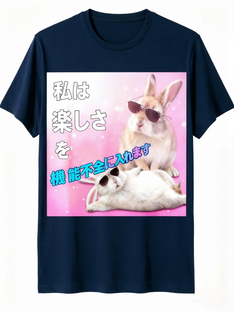 

Funny Rabbit Sunglasses Meme TShirt Japanese I Put Happiness in My Incompetence Quote Tee Unisex Women Cotton Tshirt 4XL