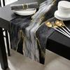 Abstract Marble Linen Table Runners Modern Black Grey Gold Table Runner Dresser Scarf Kitchen Home Party Dining Table Decoration