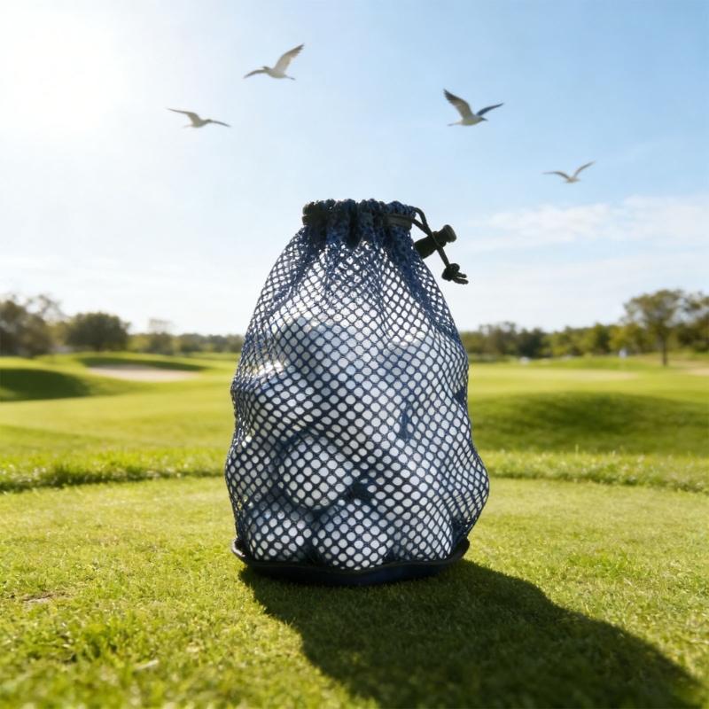 3 Piece/set Lightweight Nylon Mesh Golf Ball Bags Storage Organiser Case for Organized Storage and Adjustable Strap