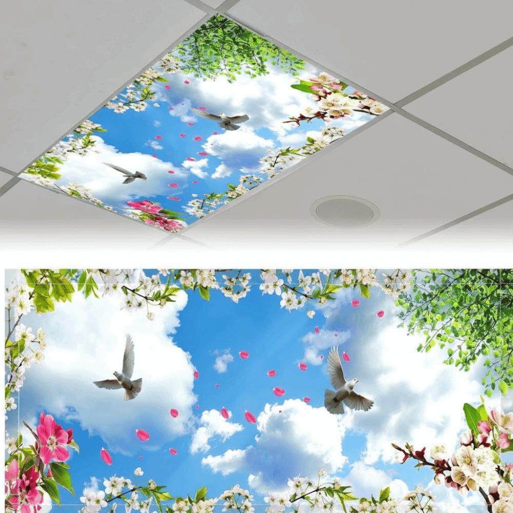 Decoration Light Covers 120*60cm Lampshade Anti-glare 15 Styles Magnetic Light Filters Sky Cloud Fabric Lampshade Offices