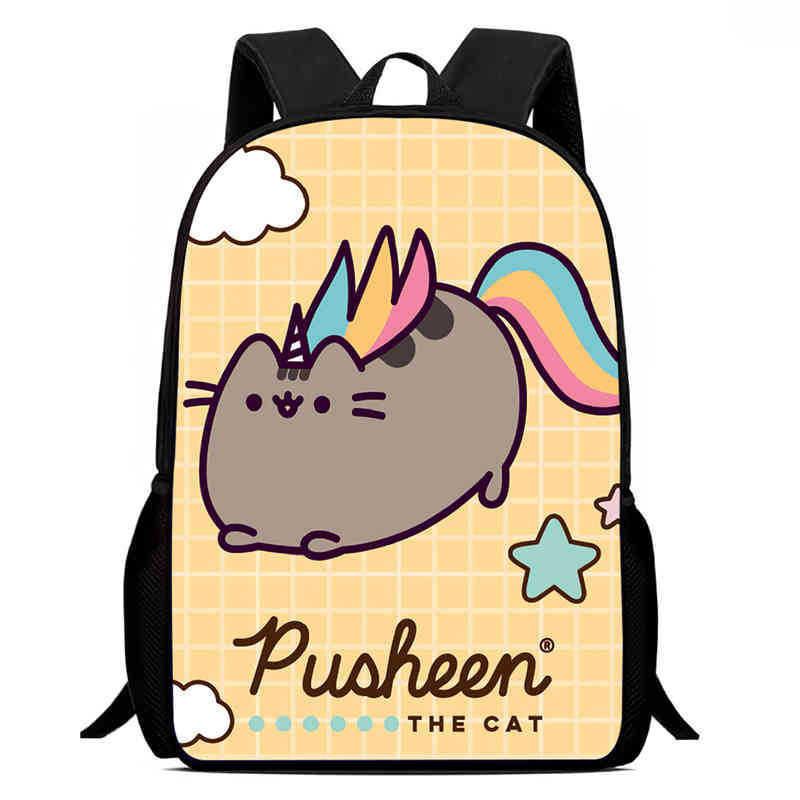Pusheen Cat Kids Backpack Oxford Fabric Breathable Durable Lightweight School Bag For Elementary Students