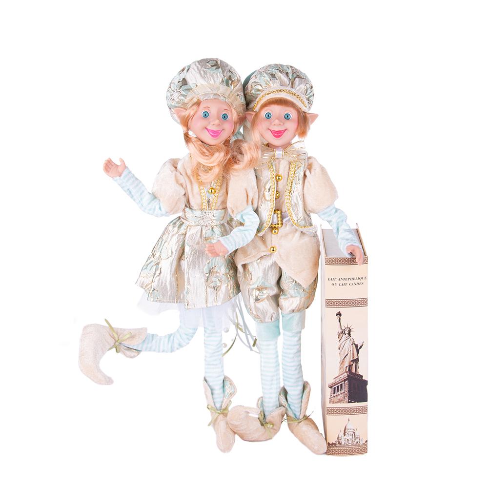 Macaron-colored Christmas Elf Couple Plush Ornament