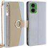 For Motorola Moto G35 5G Case Mirror Wallet Leather Phone Cover with Chain Shoulder Strap