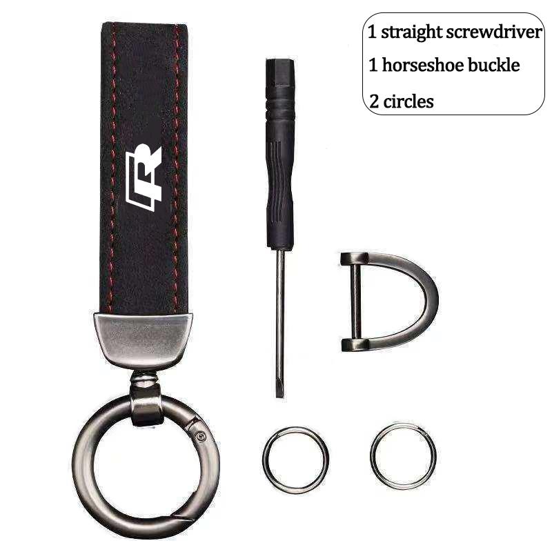 Valve Stems Caps 3D Metal/Leather Car Logo Key Chain Keyring Auto Accessorie For Volkswagen VW Polo Arteon Jetta Phaeton Teramon XV9