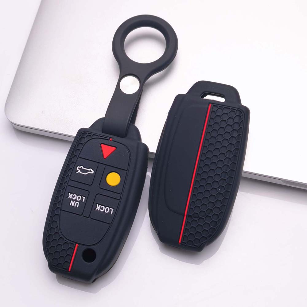 Key Fob Cover for Volvo XC90 XC70 S60 S80 V70 with Keychain Anti-Scratch Guard Shockproof Protection Soft Grip Texture Responsive Button Touch