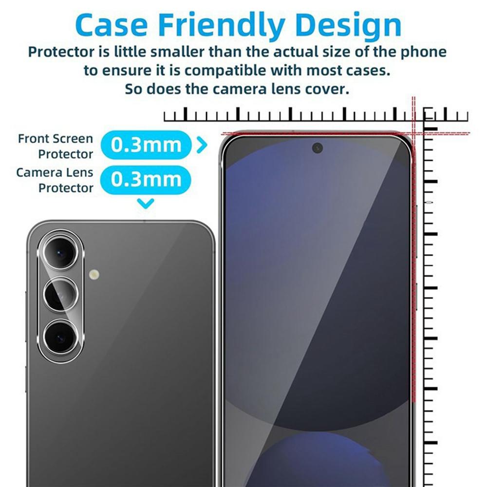 2Pcs For Samsung Galaxy A26 5G Screen Protector 2.5D Arc Edge High Clarity Tempered Glass Film with Camera Lens Film