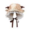Deer Design Winter Hat Plush Ears Women Furry Animal Hat Cold Days Skiing Snowboarding Windproof Ear Protection Warm Hat