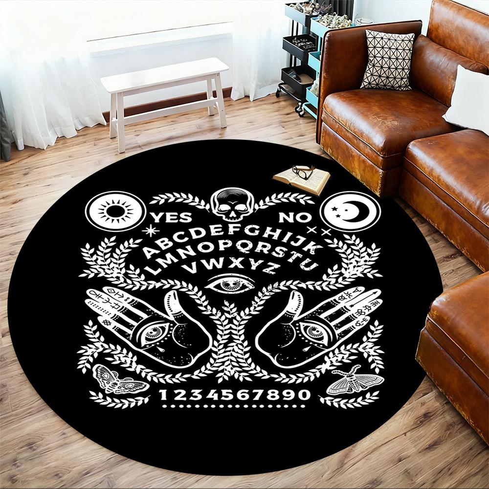 1PC Ouija Board Palmistry Esotericism Round Chair Mat Area Rug - Non-Slip, Floor Mat for Office, Bedroom, Home Decor Christmas Gift C0528112