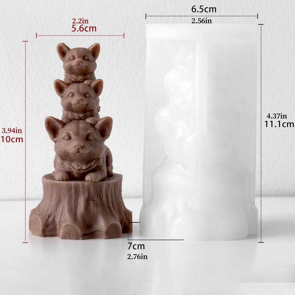 Stacked Animal Silicone Candle Mold 3D Cute Squirrels Owls Seals Resin Casting Molds DIY Handicrafts For Holiday Birthday Party