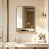 Rectangular Wall Mirror 80 X 60 Cm, Modern Mirror with Metal Frame and Wood Elements for Living Room, Bathroom & Hallway (only with Wall Mirror)