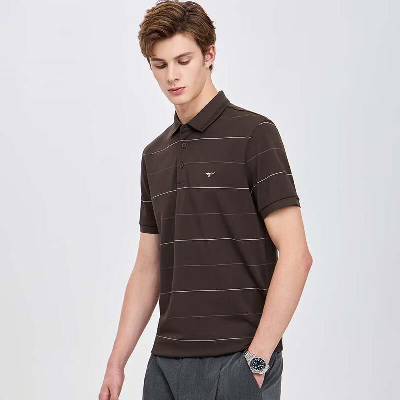 Septwolves Men's Silk Blend Striped Polo Shirt