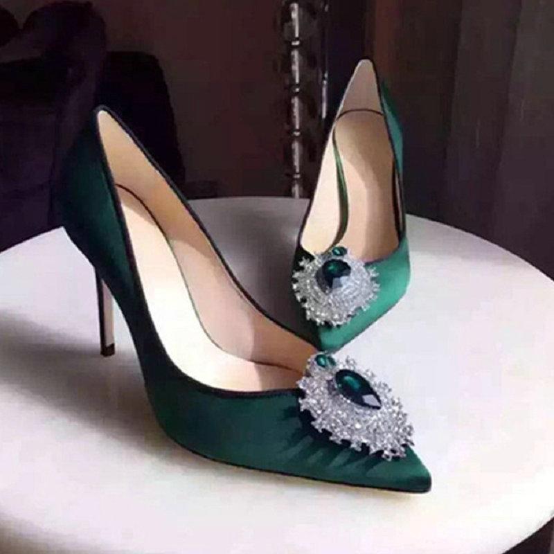 Fashion Korean Version 2025 Spring And Autumn New Rhinobar Pointed High Heels Wedding Shoes Red Satin Sexy Shallow Mouth Women'S Single