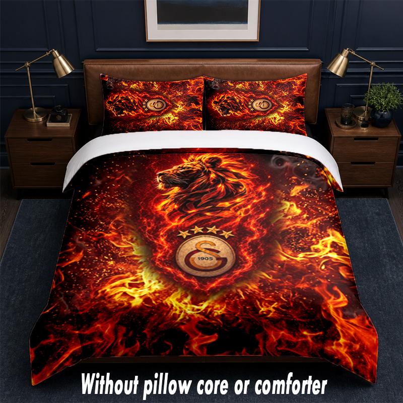Galatasaray FC Design Bed Bedding Set 1 Duvet Cover + 2 Pillowcases Soft Breathable Household Bed Linens