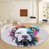 Cartoon Animal Bulldog Print Round Area Rug,Cartoon Animals Washable Circular Carpet Runner - Non Slip Circle Rug Carpet