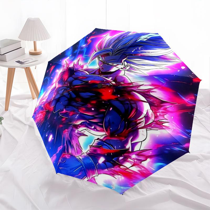 

1pc Super Saiyan Blue Vegeta Automatic Opening and Closing Cartoon Practical Umbrella - Small Umbrella Suitable for Various Occasions, Portable 3-Fold