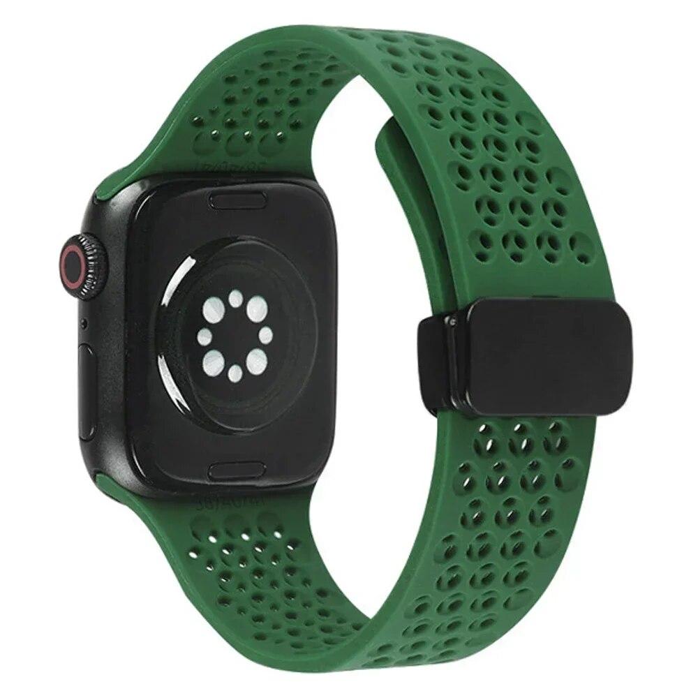 Magnetický sportovní silikonový řemínek pro Apple Watch 49mm 45mm 44mm 41mm 40mm 42mm 38mm gumička pro IWatch Series 9 8 7 6 5 4 Se Ultra 2