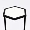Hexagonal Marble Table Set of 2 – Modern Nesting Accent Tables with Black Metal Base