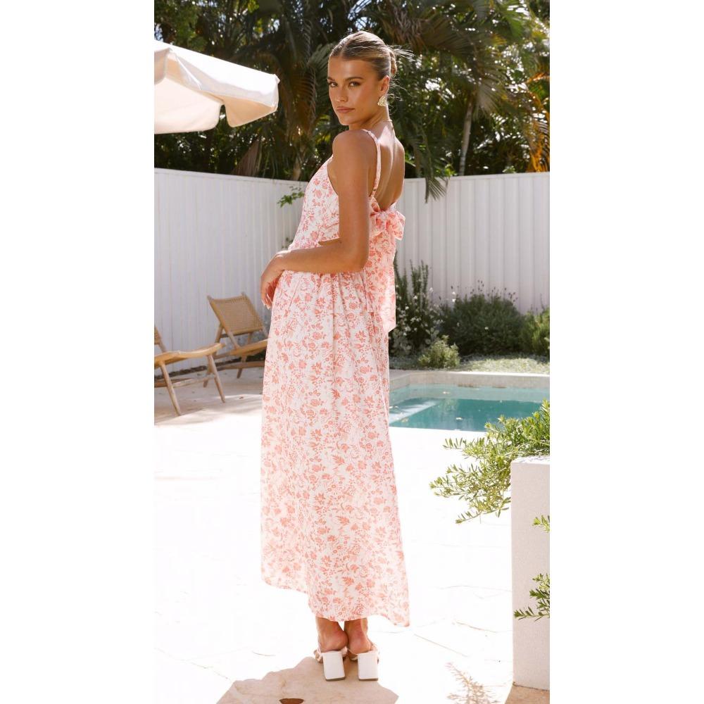 Damenkleider S-XL Damen V-Ausschnitt Neckholderkleider Strandurlaubskleider Schwingkleider