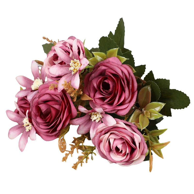 1 ks Plastová narozeninová imitace růže květina Garaden Falešná květinová kytice Domácí dekorativní Hedvábná svatební párty Umělá pivoňka
