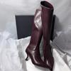 Elegant High Heels Women's 2025 New Fashion Pointed Slim Heels Knee High Boots with Side Zipper Temperament Long Tube Boots