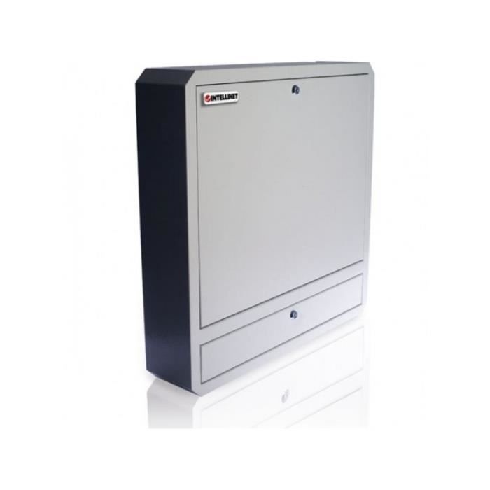 Coffret Mural sécurisé - INTELLINET - Max 19 pouces - Acier - Serrure à clé - Gris