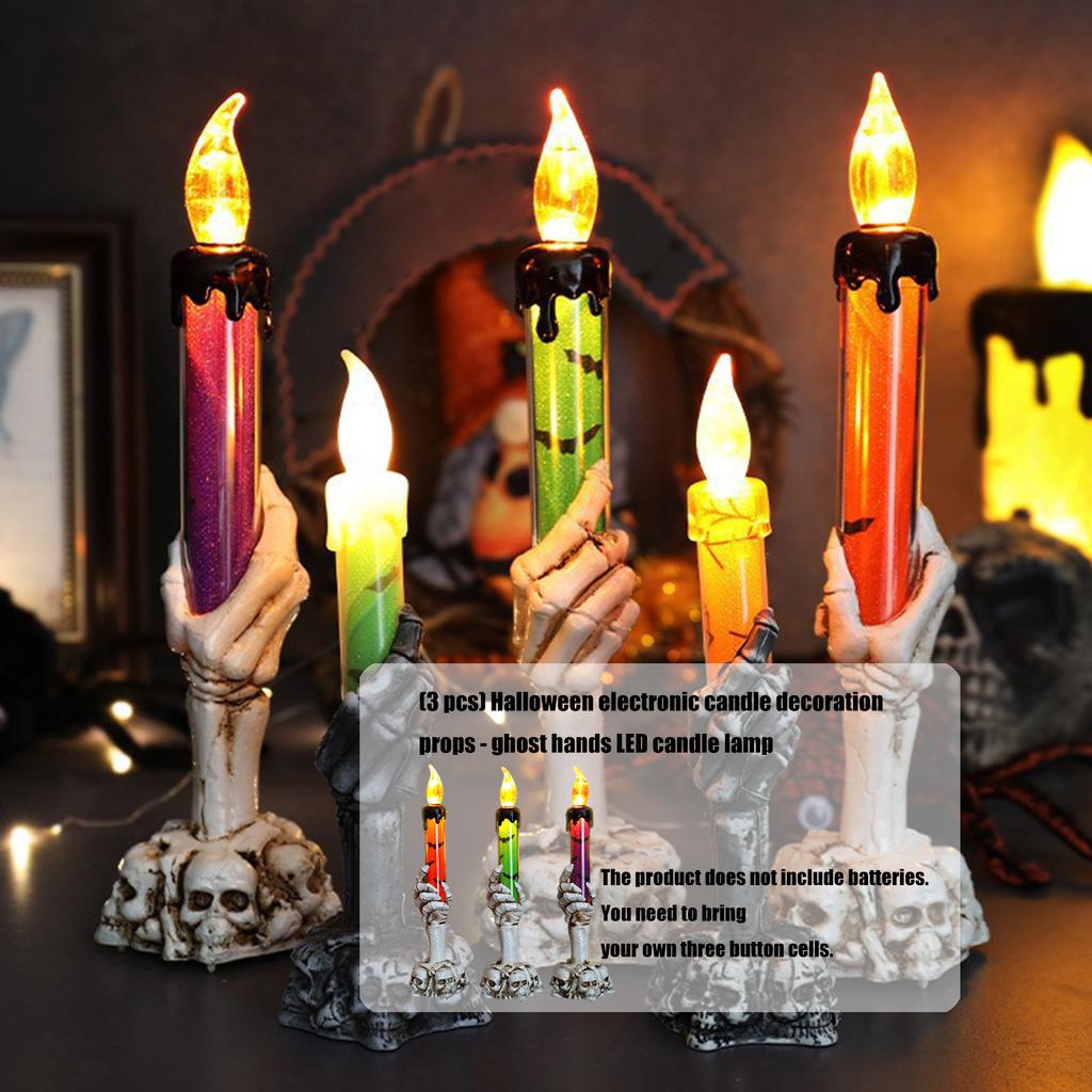 Halloween LED Candle Light Ghost Hand Decoration Safe Flameless Design For Spooky Party Decor Battery Operated