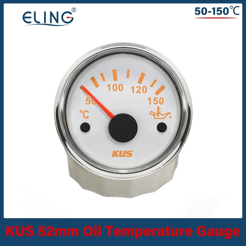 KUS 52mm Car Truck Boat Oil Temperature Gauge 50-150 Degree 12V 24V With Yellow/Red Backlight