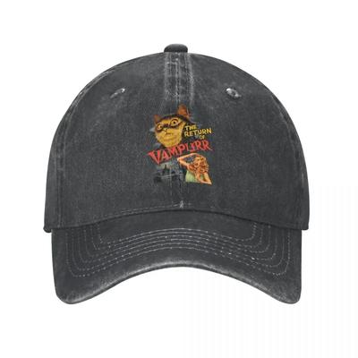 Katze Die Rückkehr von Vampurr Herren Damen Baseballkappe Horror Halloween Used Gewaschene Kappen Hut Klassisch Outdoor Workouts Sonnenschutzmütze